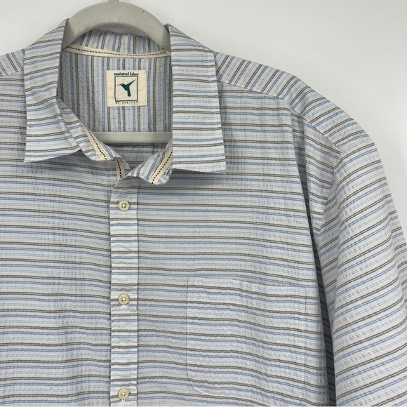 Natural Blue by Visitor Striped Multi Buttondown Collared Short Sleeves Shirt - Picture 2 of 11